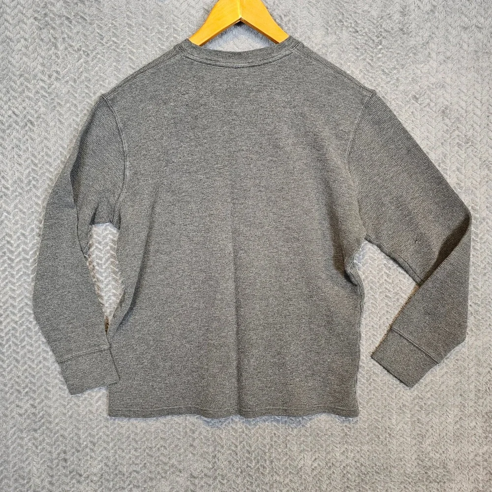 Polo Ralph Lauren Mens Gray Waffle Knit Thermal Long‎ Sleeve Sleepwear Shirt M